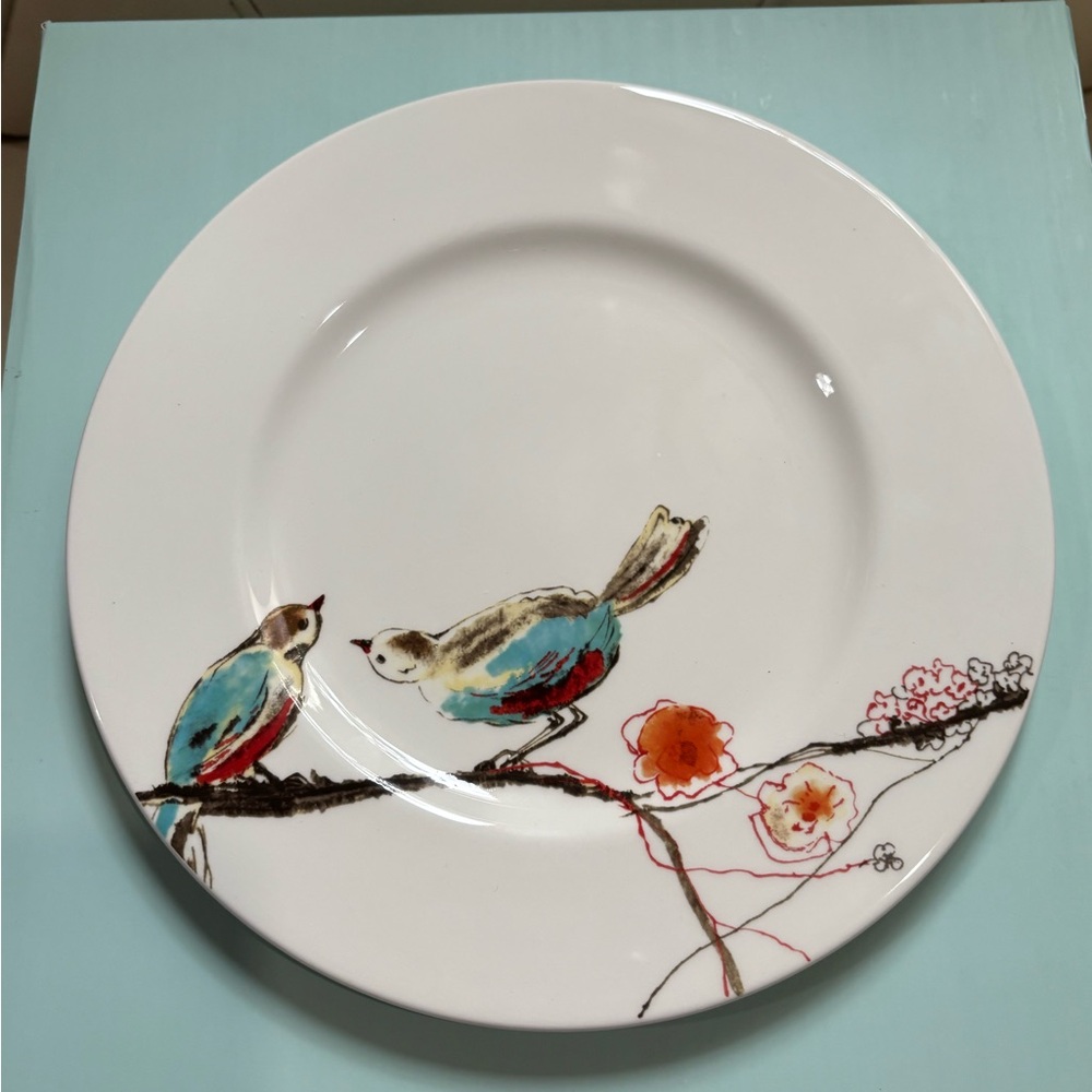 NEW Lenox Chirp Salad Plate. White Plate with Watercolor Art. 10% off bundles